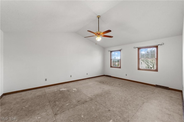 34210 Beacon Dr, Willoughby, OH 44094 - empty room with lofted ceiling and ceiling fan