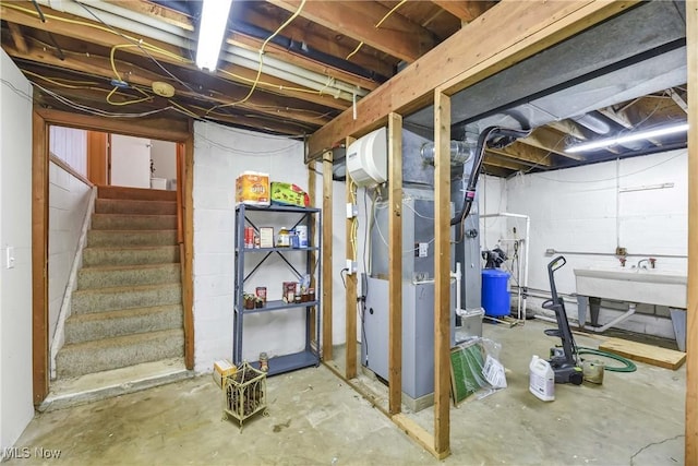 basement with sink