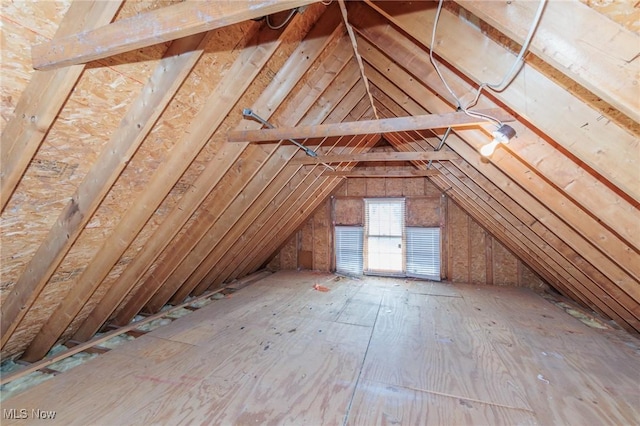 view of unfinished attic