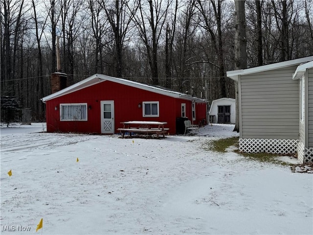 view of snow covered structure