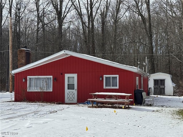 view of snow covered structure