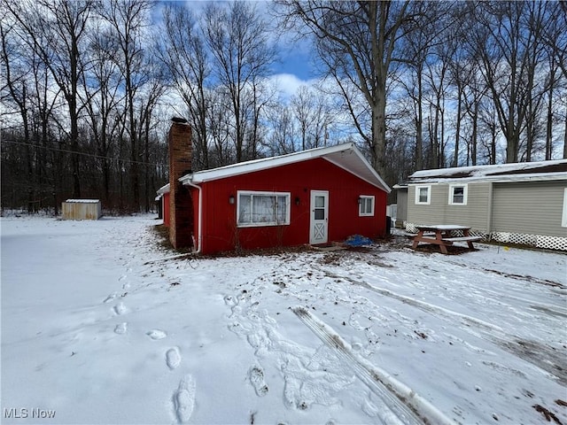 view of snow covered structure