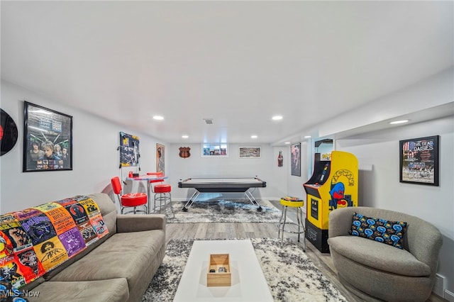 living room with hardwood / wood-style floors