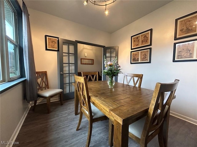 dining room featuring dark hardwood / wood-style flooring