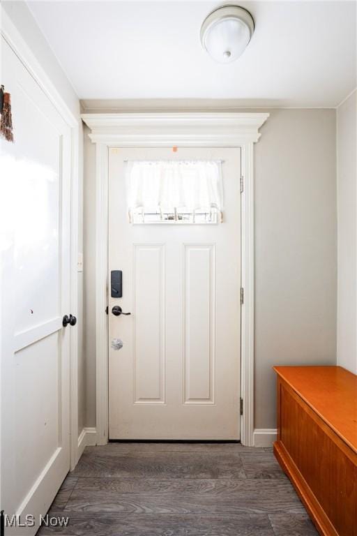 doorway to outside featuring dark hardwood / wood-style floors