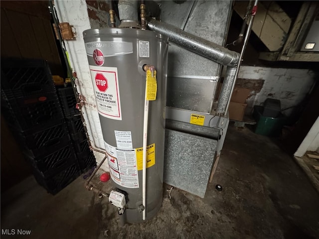 utility room with water heater