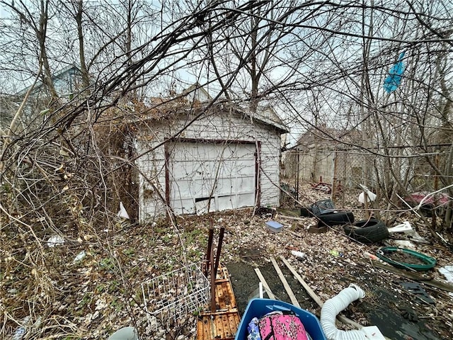 exterior space with a garage