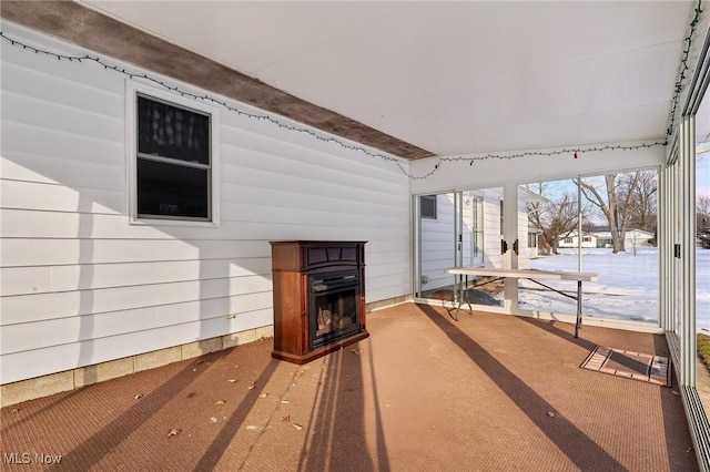 view of snow covered patio