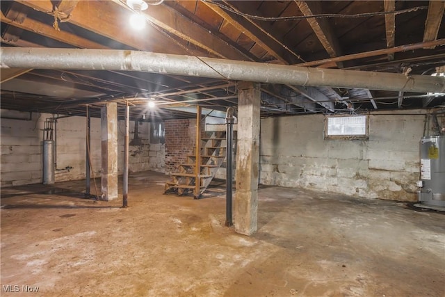 basement with water heater