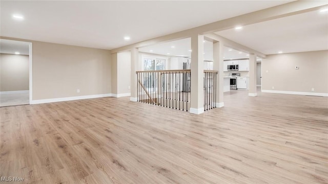 unfurnished living room featuring light hardwood / wood-style floors