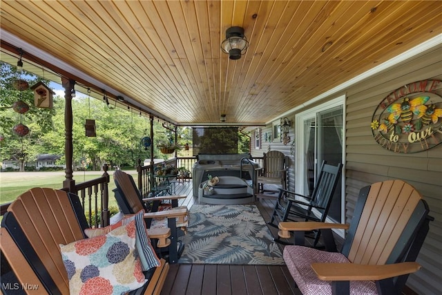 deck with covered porch