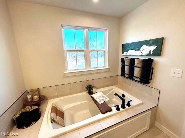 bathroom featuring a garden tub