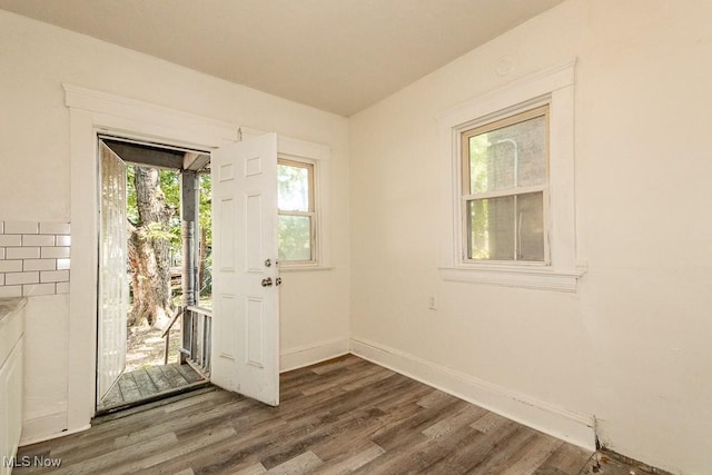 entryway with hardwood / wood-style floors