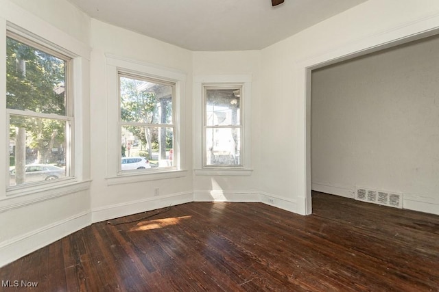 spare room featuring dark wood-type flooring