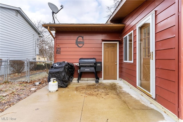 view of patio with a grill