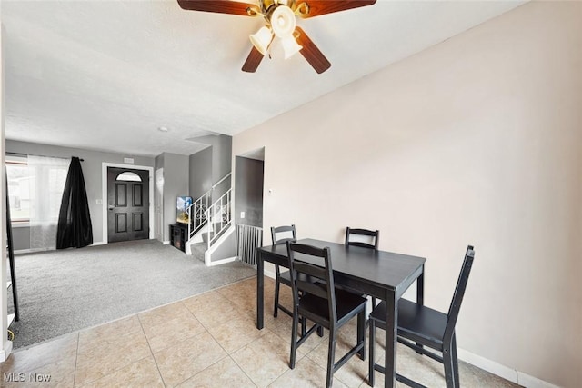 view of carpeted dining space