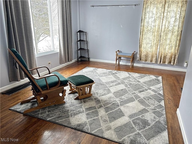 living area featuring wood-type flooring