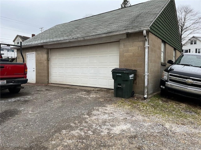 view of detached garage