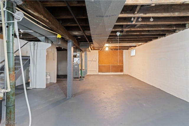 basement with heating unit