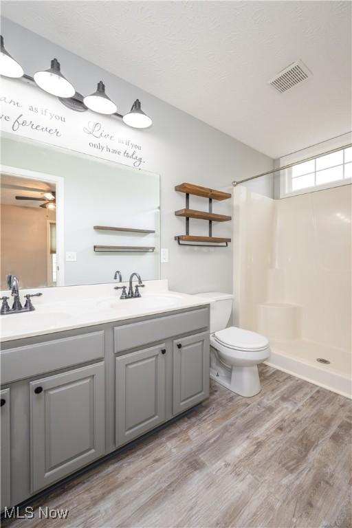 1145 Cookhill Cir, Akron, OH 44312 - full bath featuring toilet, wood finished floors, a sink, visible vents, and walk in shower