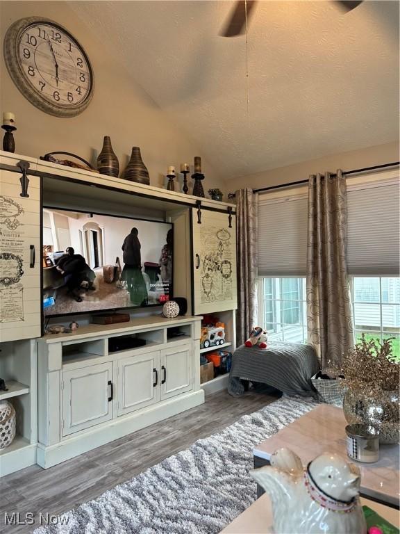 1145 Cookhill Cir, Akron, OH 44312 - living area featuring vaulted ceiling and wood finished floors