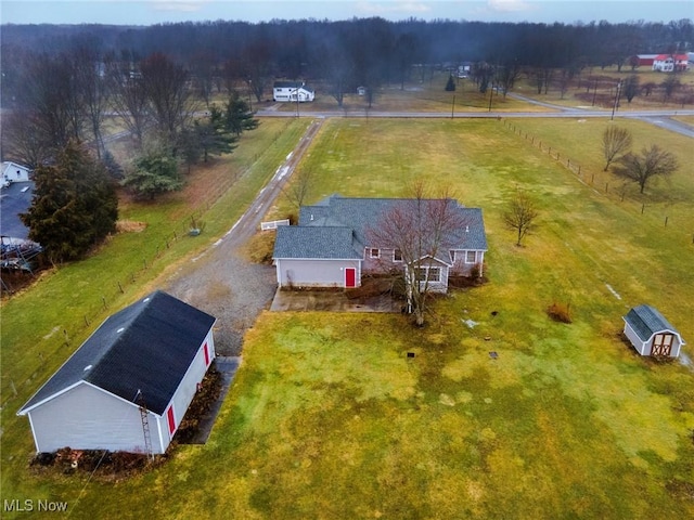 aerial view featuring a rural view