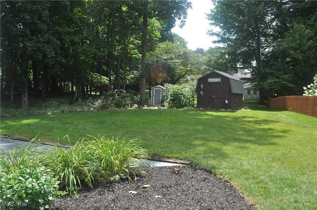 view of yard featuring a shed