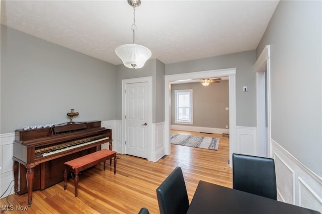 office space with light hardwood / wood-style floors