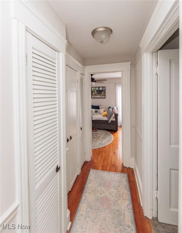 hallway featuring light wood-type flooring