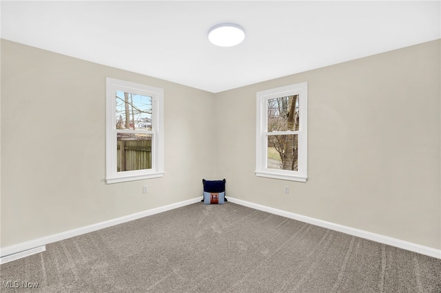 unfurnished room featuring carpet flooring and a wealth of natural light