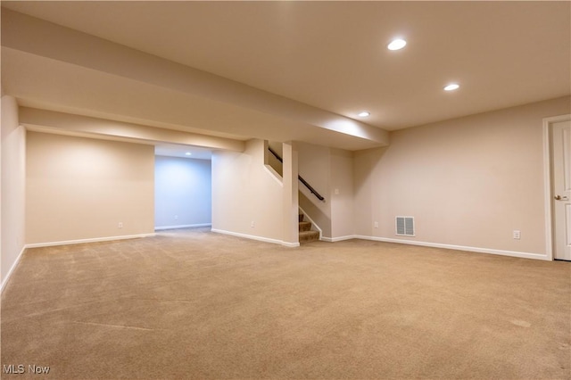 basement featuring carpet floors