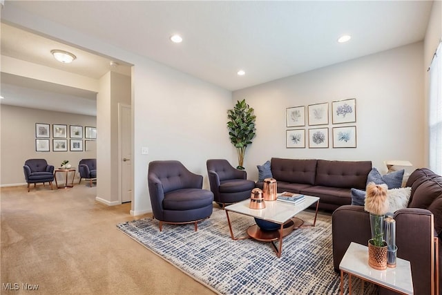 living room featuring carpet