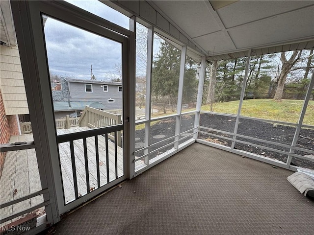 view of unfurnished sunroom