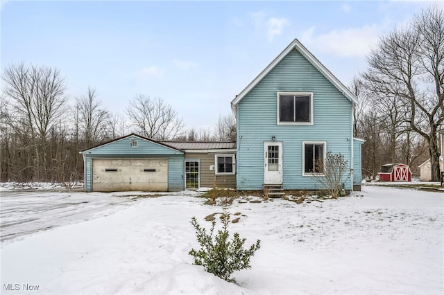 view of snow covered property