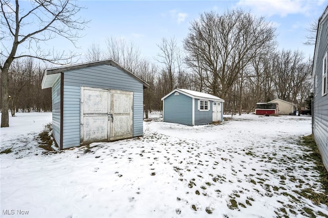 view of snow covered structure