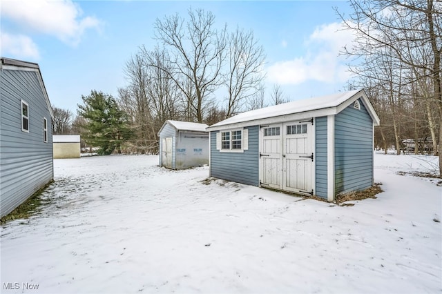 view of snow covered structure