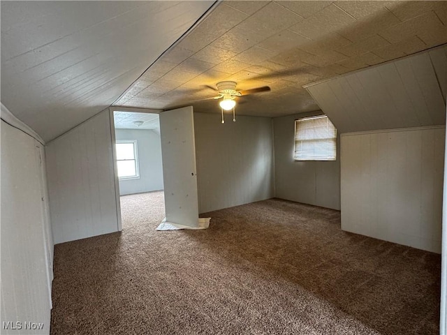 additional living space with lofted ceiling and carpet