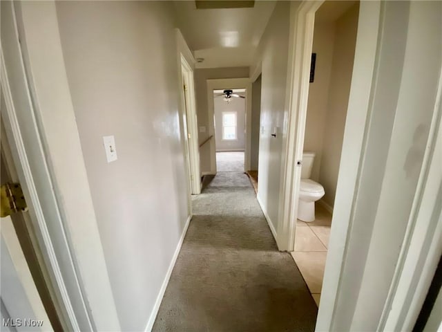 hallway with light carpet