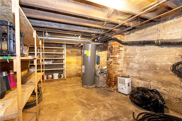 basement with water heater