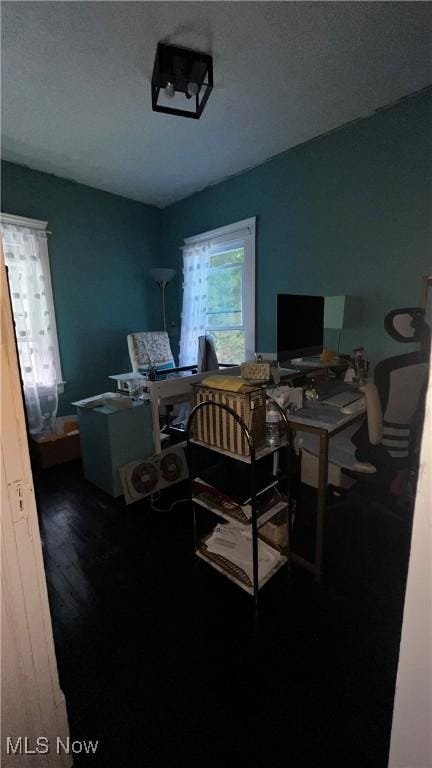 office area with dark wood-type flooring