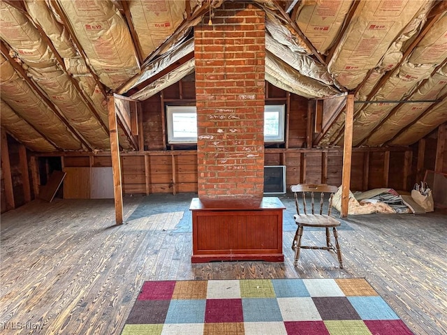 view of unfinished attic