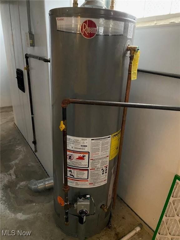 utility room with gas water heater