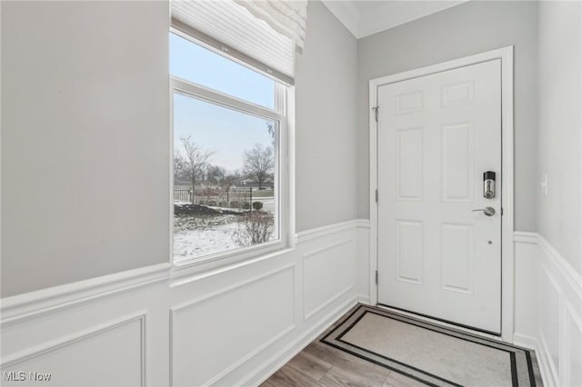 doorway featuring light hardwood / wood-style flooring