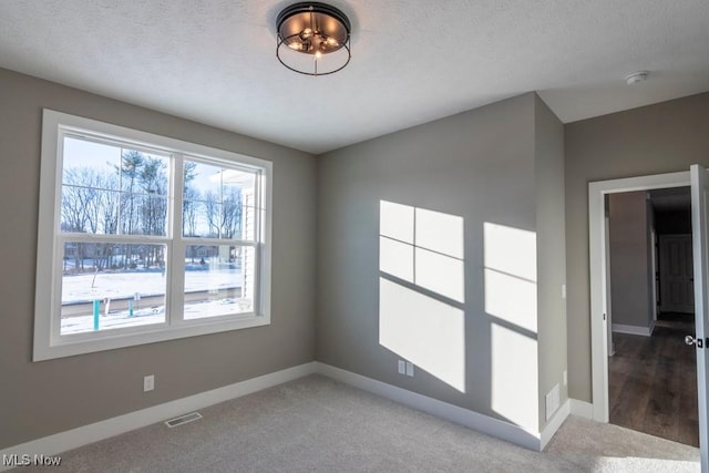 3672 Williams Ct, Avon, OH 44011 - spare room with baseboards, visible vents, carpet floors, and a textured ceiling