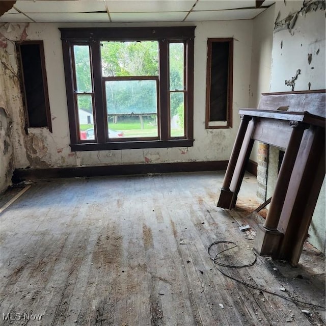 spare room featuring a paneled ceiling and wood-type flooring