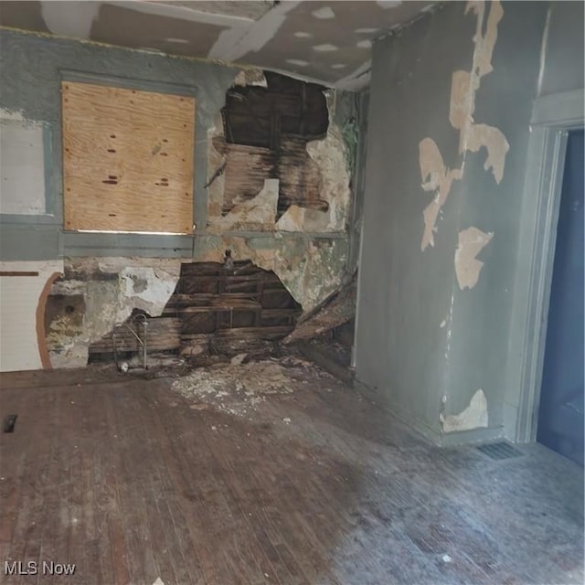 spare room featuring wood-type flooring