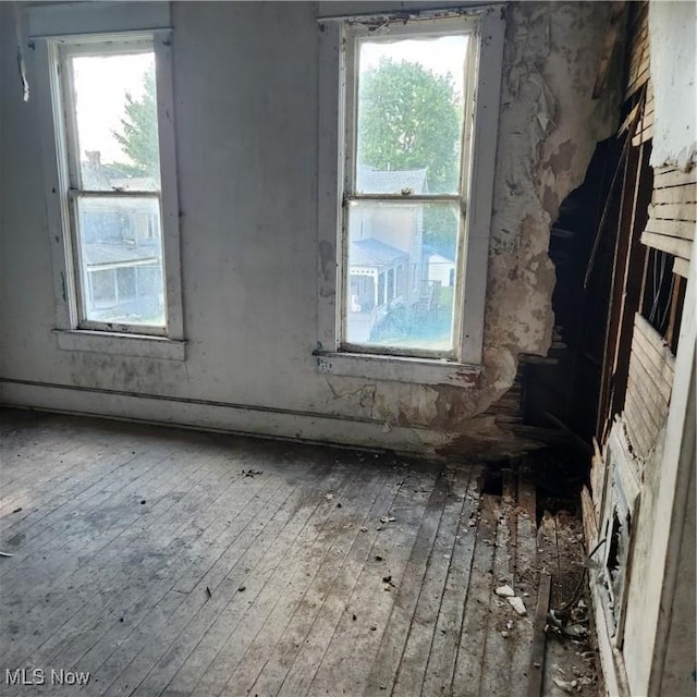 spare room featuring hardwood / wood-style flooring and a healthy amount of sunlight