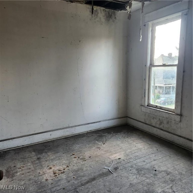 empty room with light hardwood / wood-style flooring