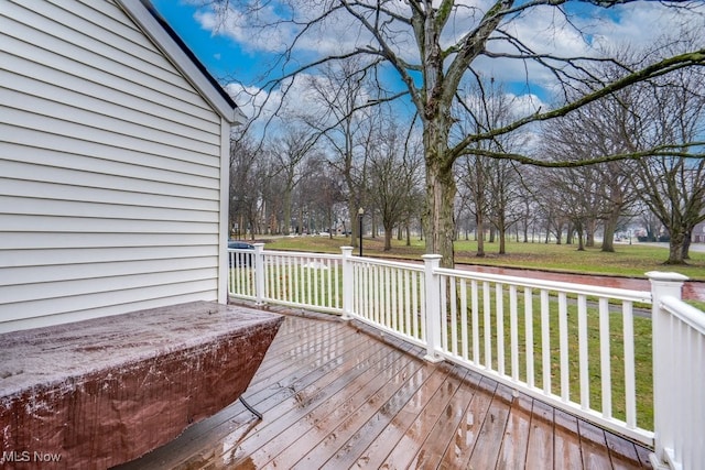 deck featuring a yard