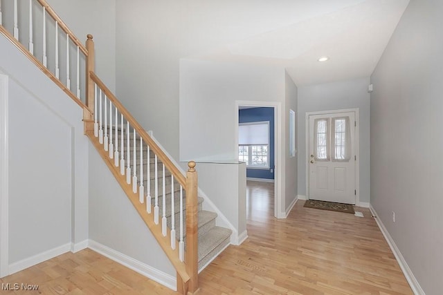 entrance foyer with light wood-type flooring